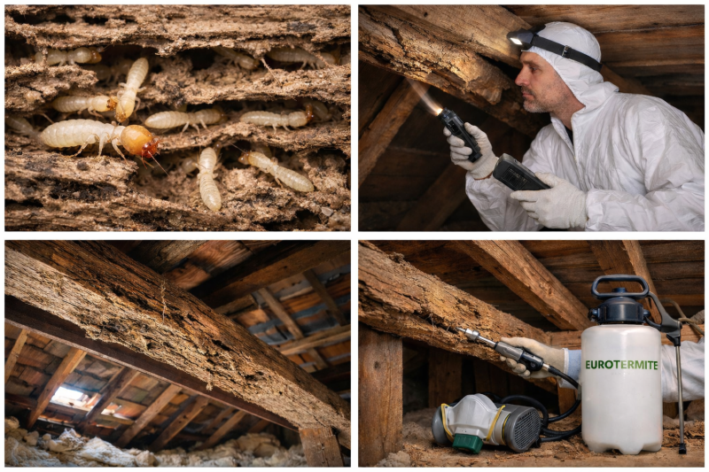 Bois de charpente attaqué par les termites sur le secteur du Blayais à PLASSAC